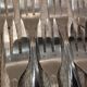 12 silver-plated metal cake forks by Ercuis silversmiths, Contours pattern