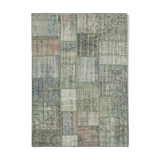 Handwoven Turkish Contemporary 176 cm x 243 cm Grey Patchwork Carpet
