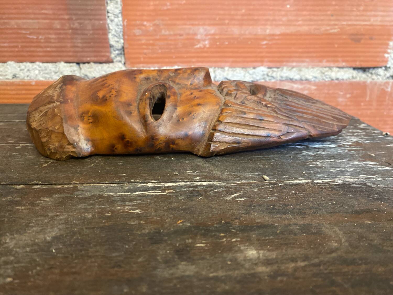 Moroccan mask in carved wood vintage decoration