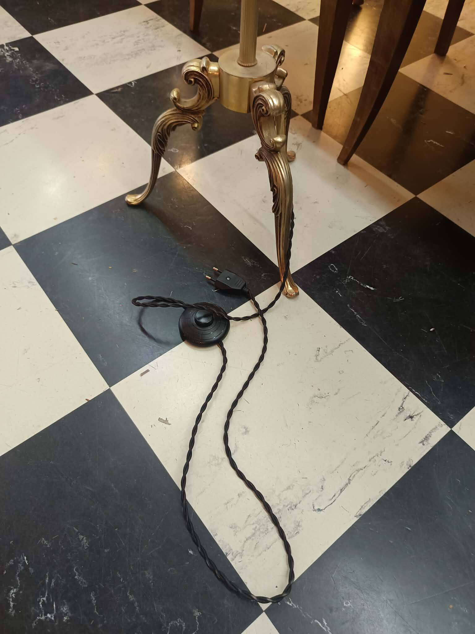 Tripod floor lamp brass circa 1950