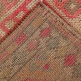 2x10 Red Pink Geometric Vintage Runner Rug,  75x315Cm