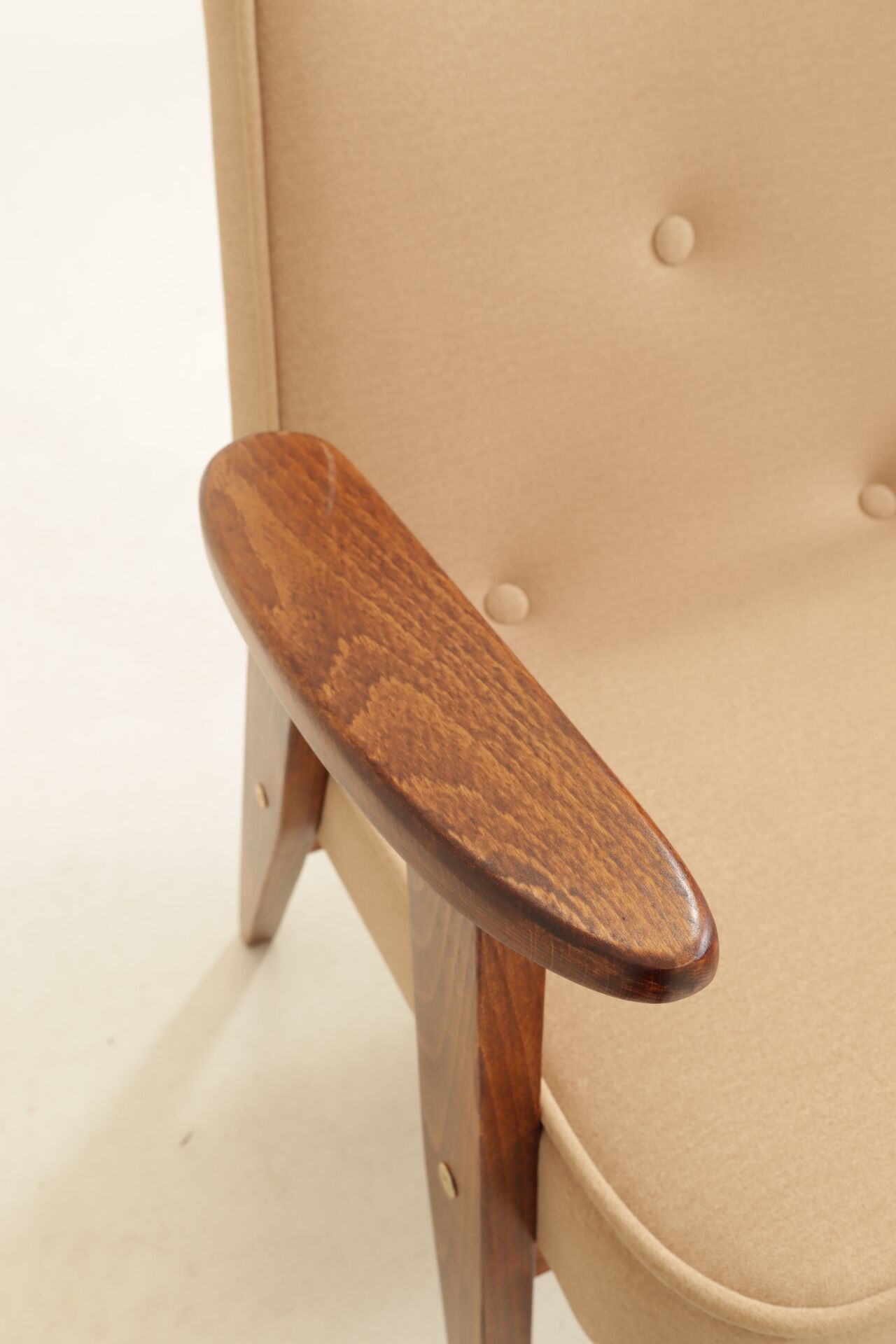 Vintage chair in beige velvet designed by Chierowski.