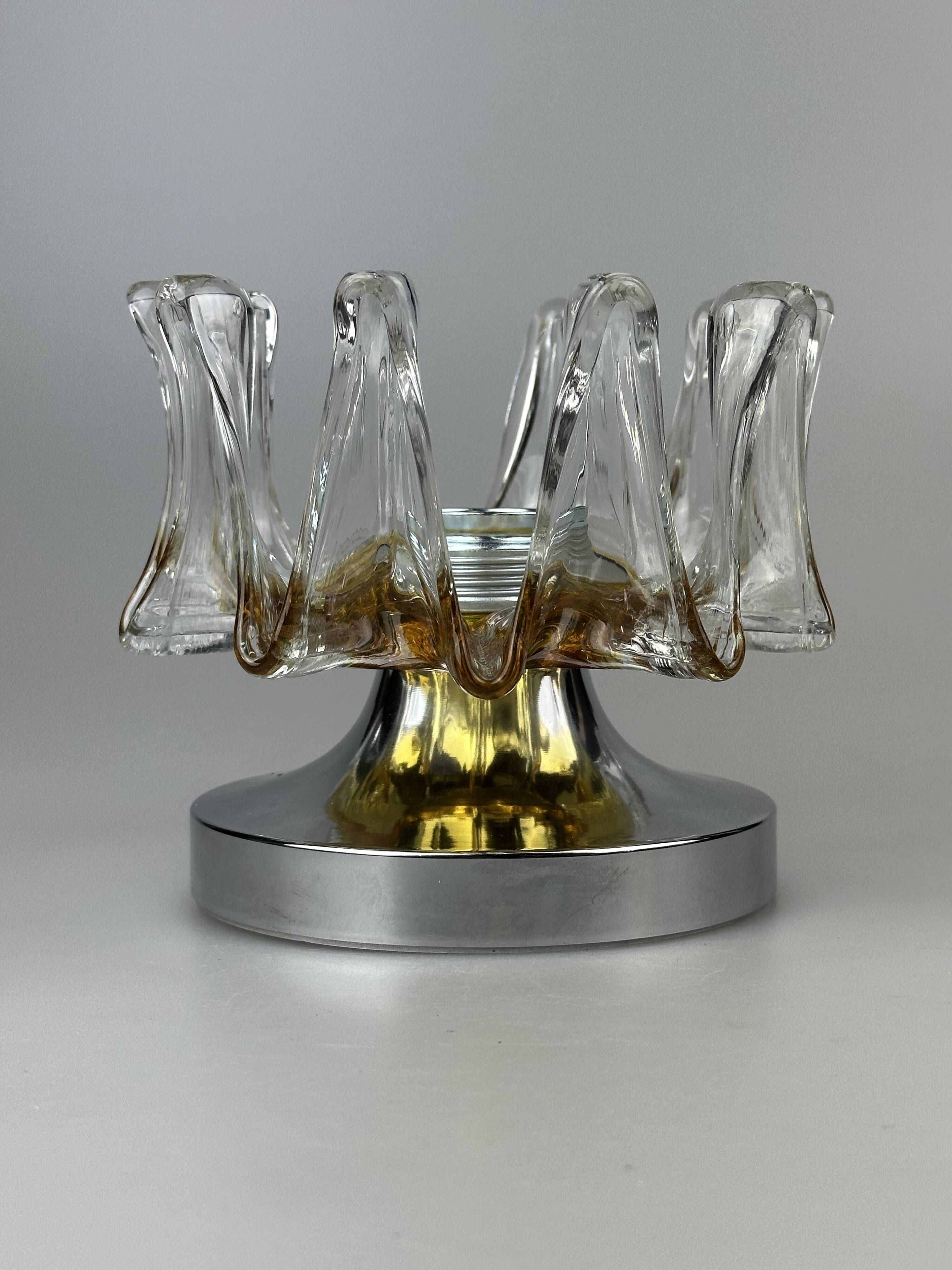 60s 70s wall lamp Wall Sconce made of metal & Murano glass Space Age design