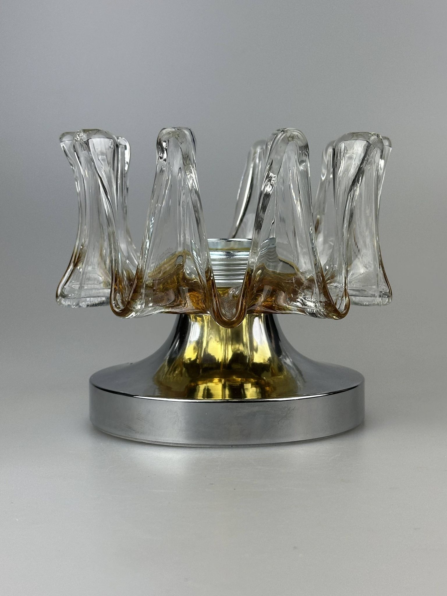 60s 70s wall lamp Wall Sconce made of metal & Murano glass Space Age design