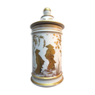 Pot à pharmacie porcelaine de Paris décor asiatique à l'or fin: Napoléon III