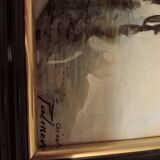 Enameled painting signed