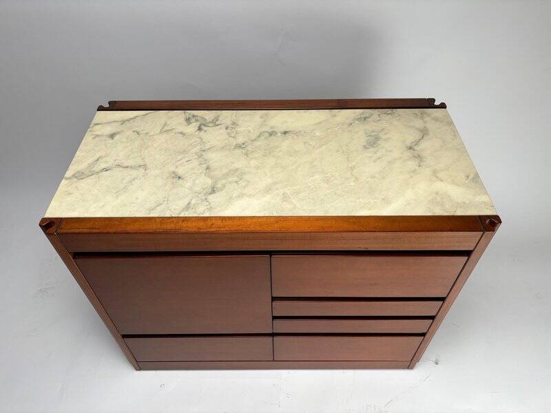 Italian Dry Bar attributed to Angelo Mangiarotti for Molteni in Wood and Marble, 1960s