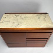 Italian Dry Bar attributed to Angelo Mangiarotti for Molteni in Wood and Marble, 1960s