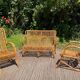 Vintage rattan lounge bench and 2 armchairs