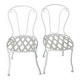 Pair of antique garden chairs, wrought iron, white paint.