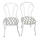 Pair of antique garden chairs, wrought iron, white paint.