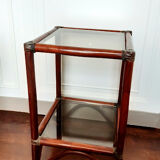 Rattan shelf and smoked glass 1970