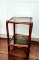 Etagère rotin et verre fumé 1970