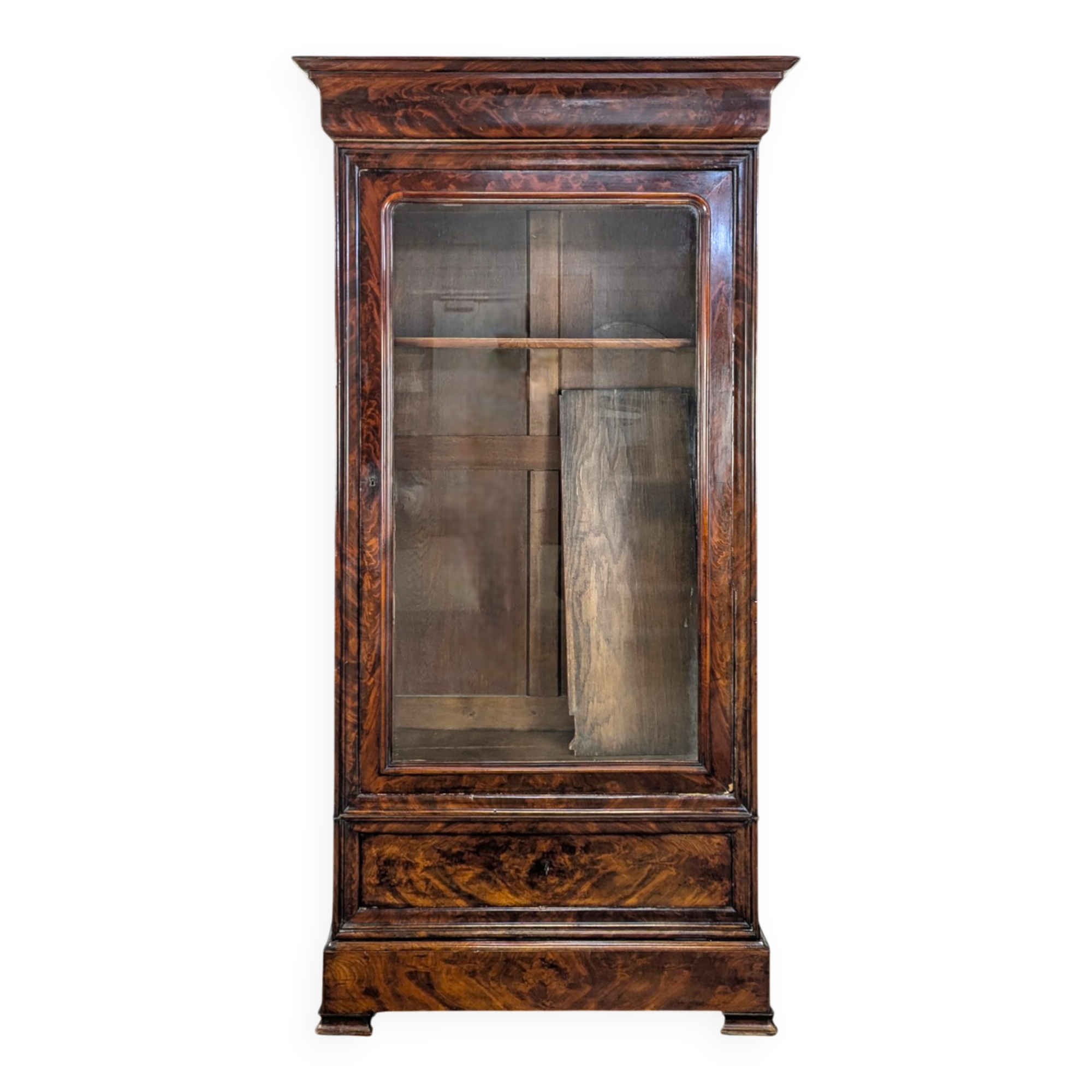 Flamed Mahogany Display Cabinet Louis Philippe Era