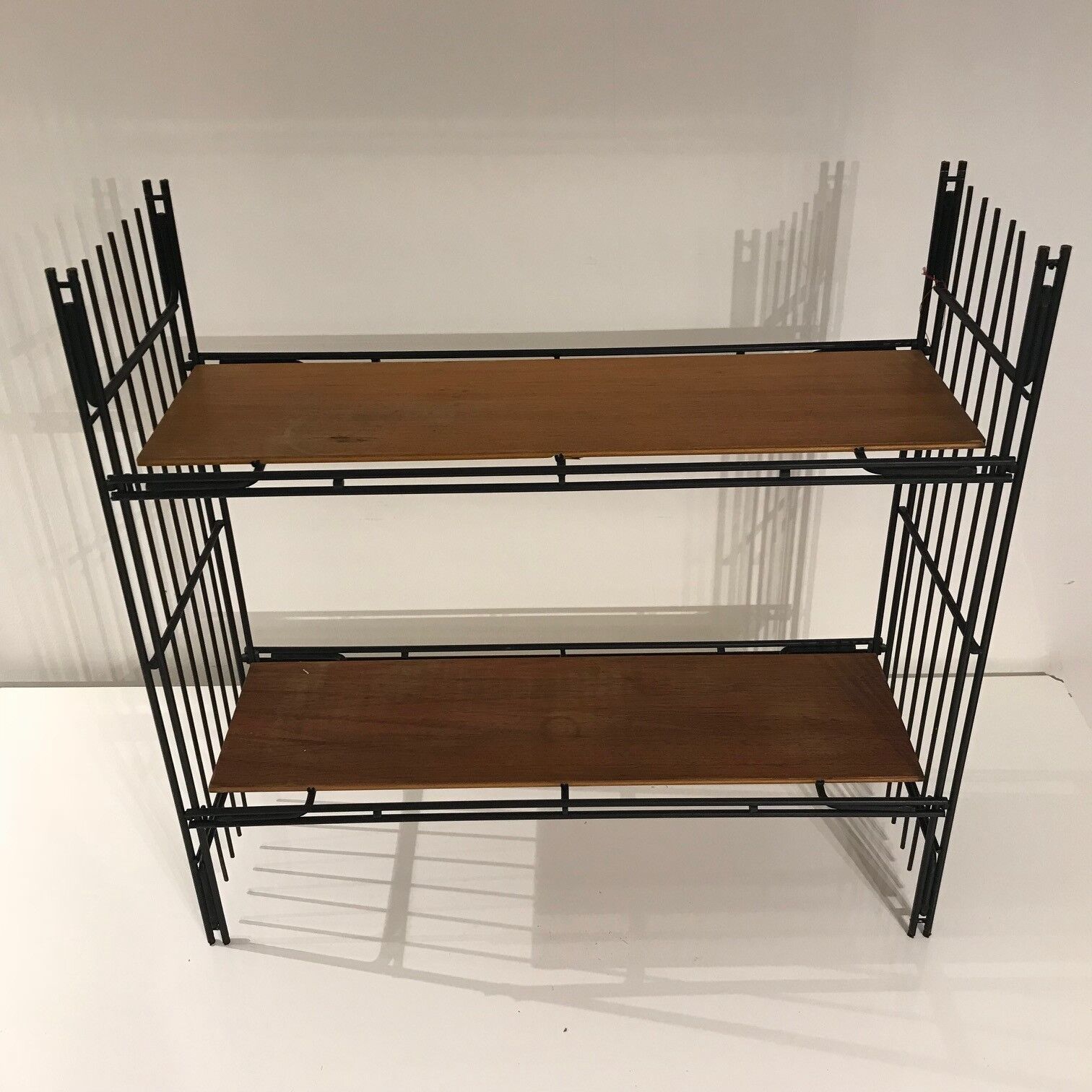 Vintage teak and metal shelf