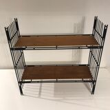 Vintage teak and metal shelf