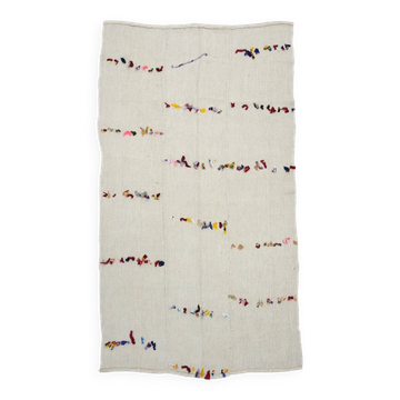 Tapis Kilim turc vintage Off-White, tapis aux détails colorés, 168x290 cm