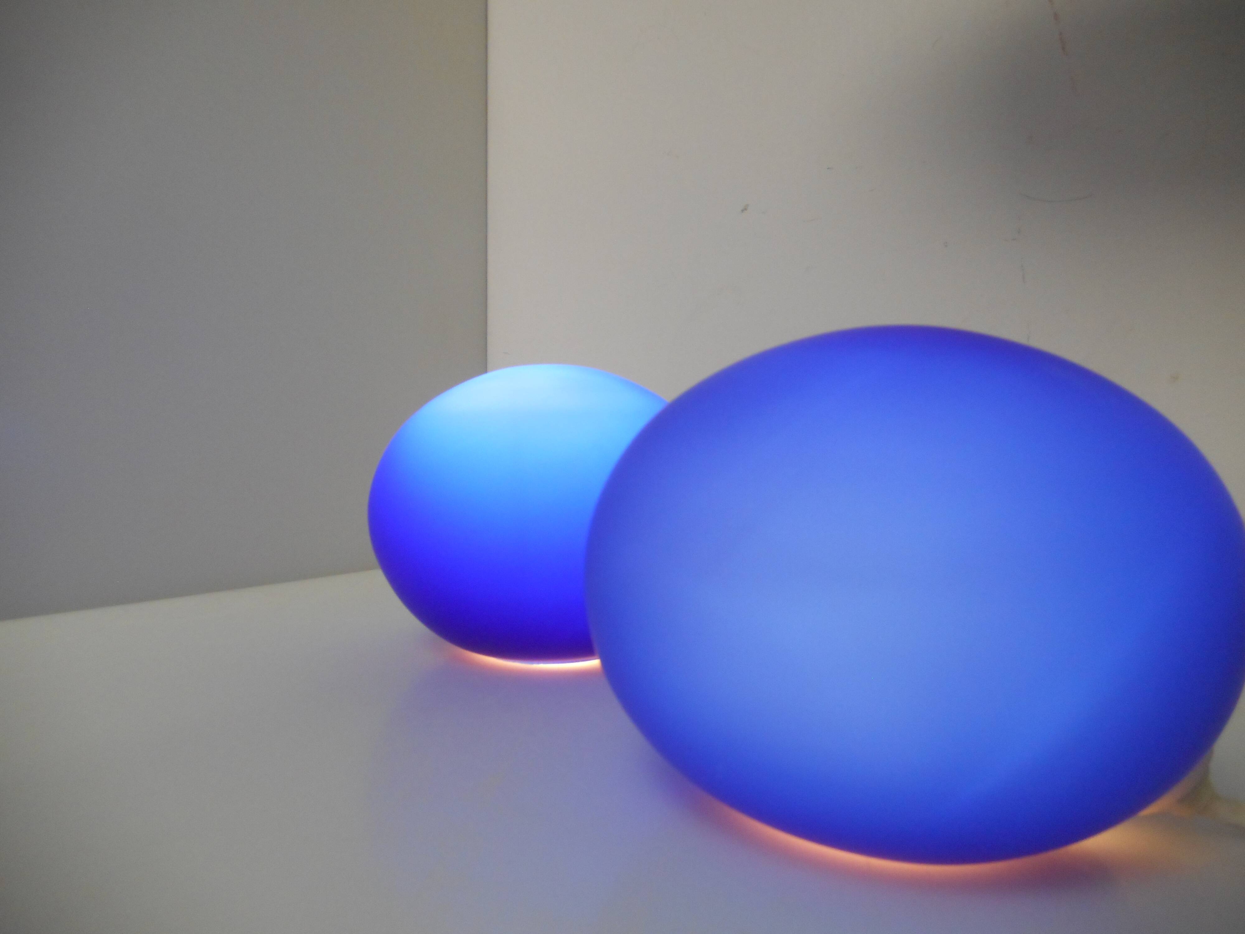 Pair of blue ball lamps