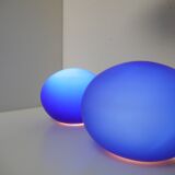 Pair of blue ball lamps