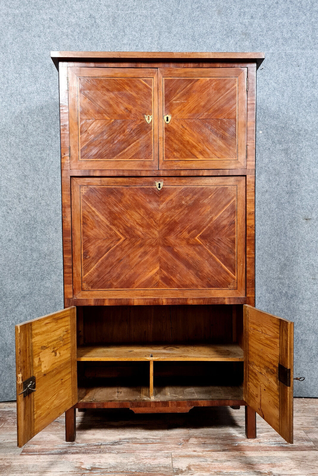 Secretary guillotine Louis XVI era in marquetry around 1760-1780