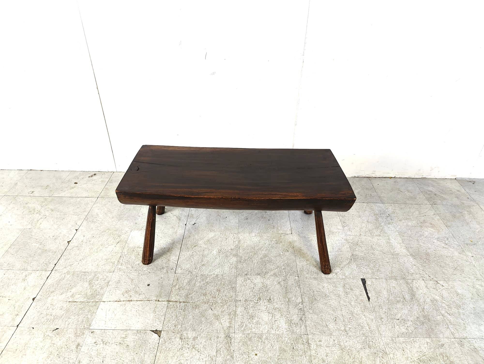 Solid wooden brutalist coffee table, 1960s
