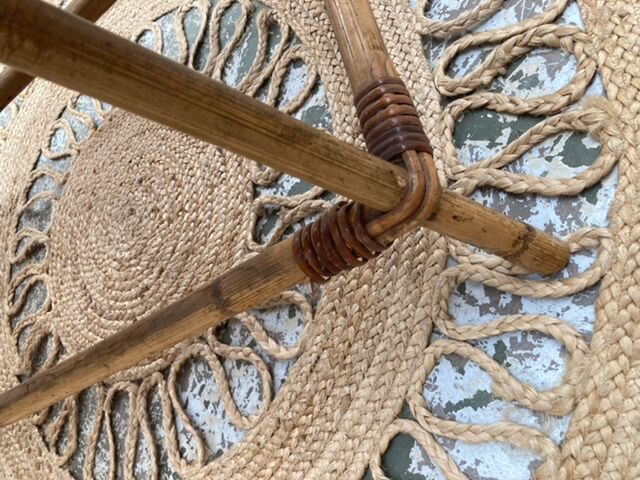 Rattan coffee table and ceramics
