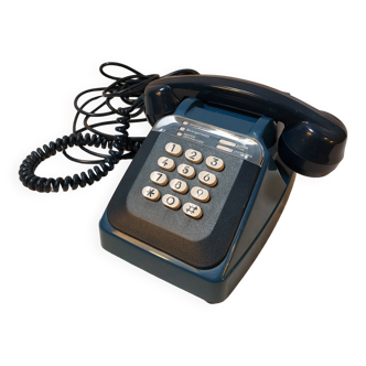 Téléphone vintage Socotel S63 bleu pétrole clavier à touches - Années 80