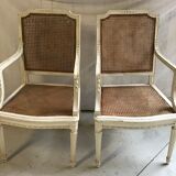 Duo of cane armchairs