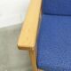 Comfortable 1980s blue and honey beech armchair