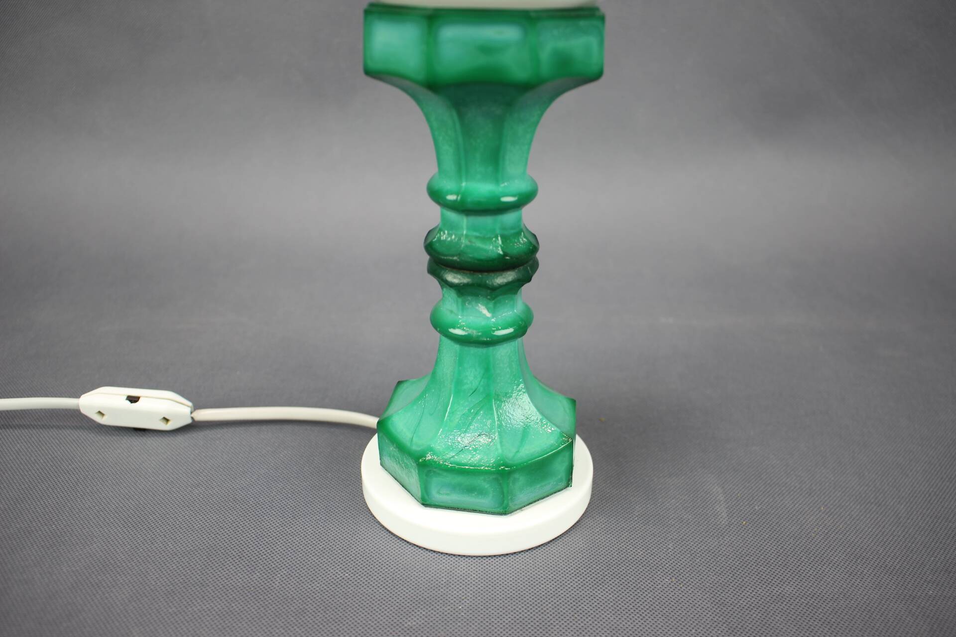 1970s Czechoslovak malachite-style table lamp