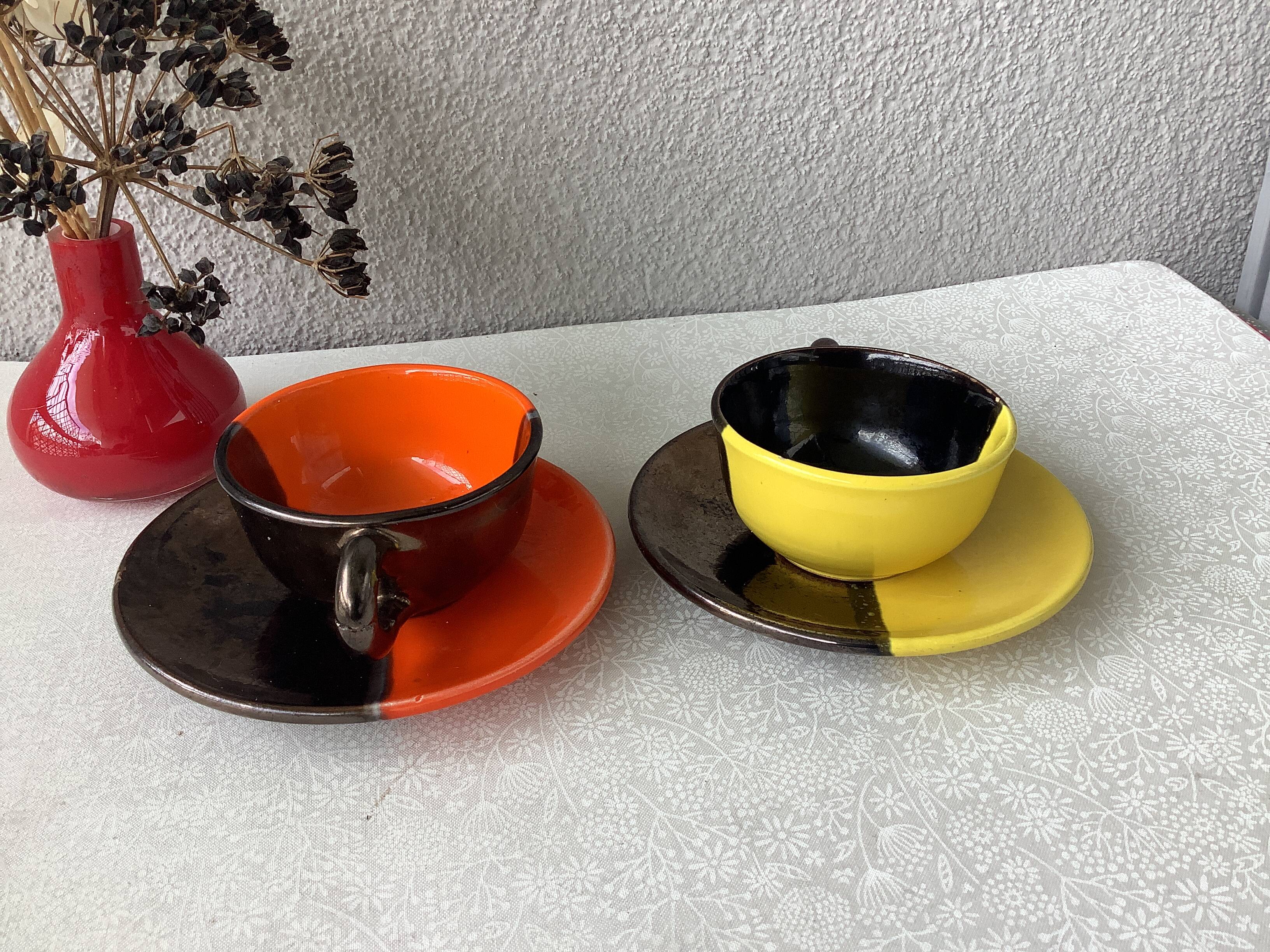 Set of 2 two-tone Vallauris Gaby Ceram cups