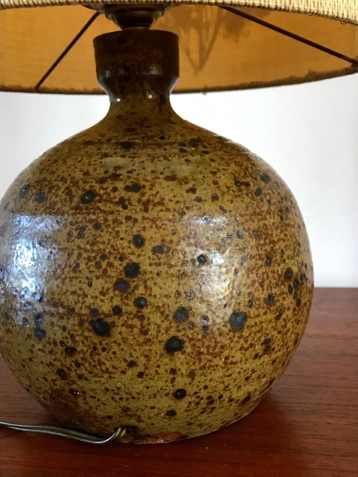 Vintage pyrite stoneware lamp from the 70s