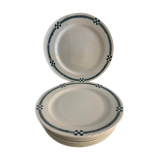 10 flat plates art deco Creil and Montereau model Nancy blue green gray