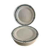 10 flat plates art deco Creil and Montereau model Nancy blue green gray