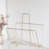 Vintage magazine holder in gold metal