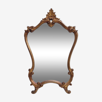 Miroir rocaille Louis XV en bois, doré à l'or