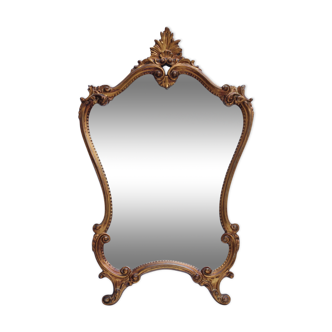 Miroir rocaille Louis XV en bois, doré à l'or