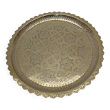 ancien plateau oriental rond  en laiton  dentelé