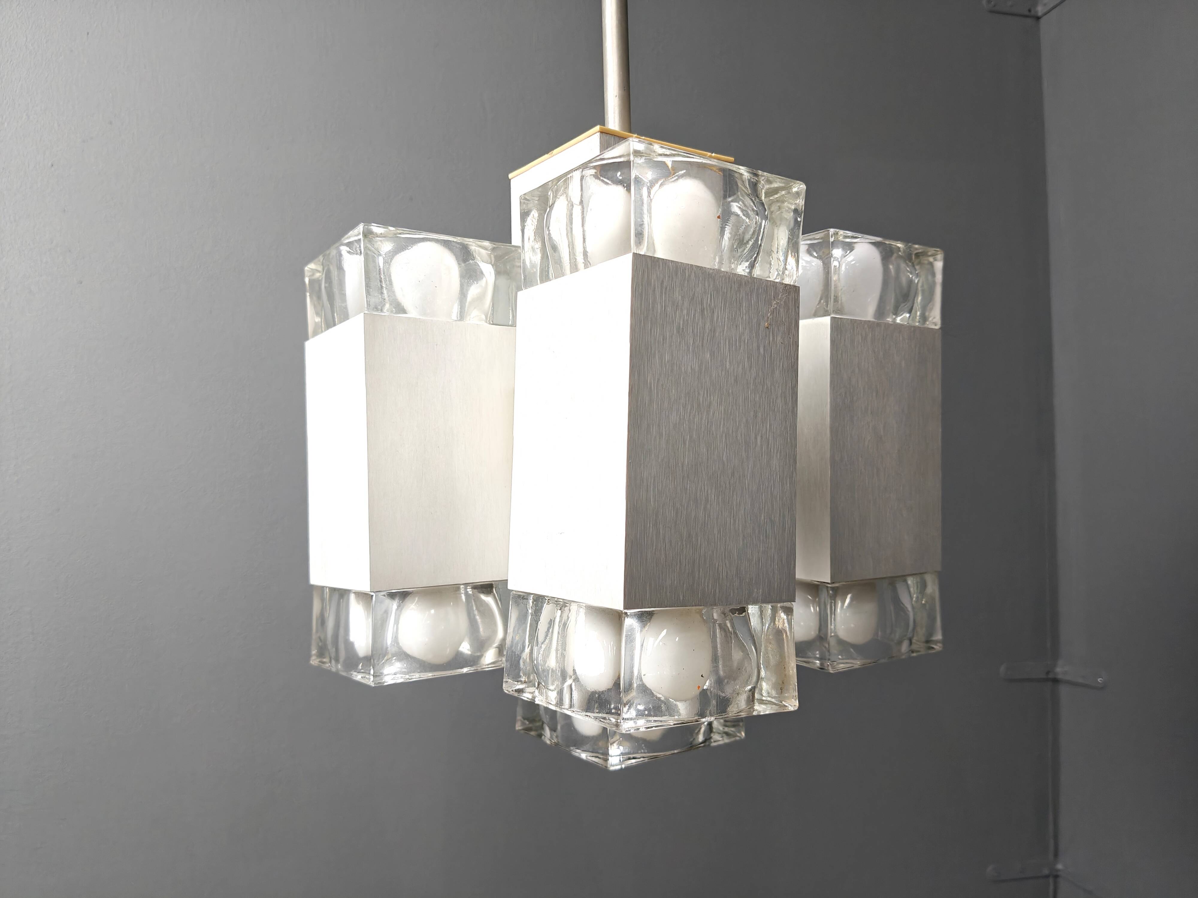 Vintage italian cubic chandelier by Gaetano Sciolari, 1970s