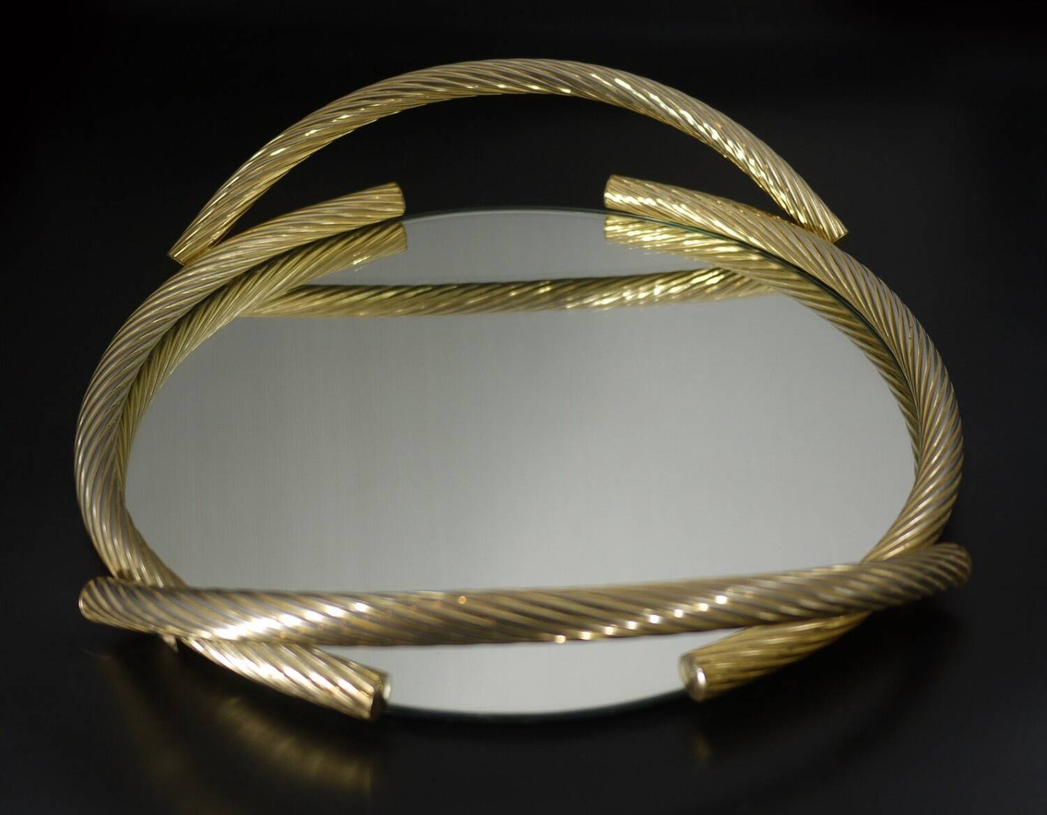 Gilded Rope Serving Tray, French Mirror Tray, Drinks Tray