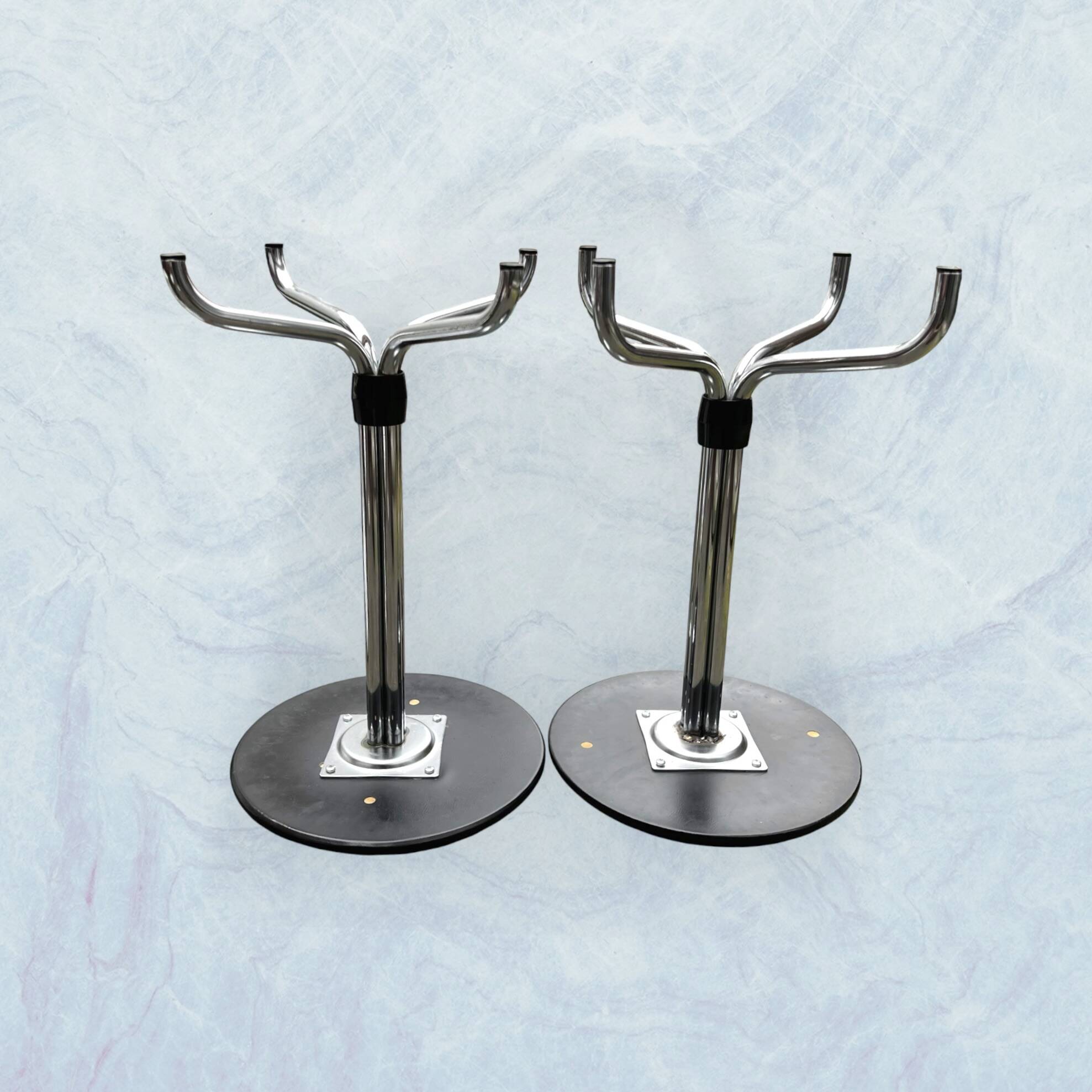 Vintage Brabantia stools in black faux leather and chrome metal – years