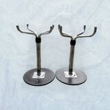 Vintage Brabantia stools in black faux leather and chrome metal – years