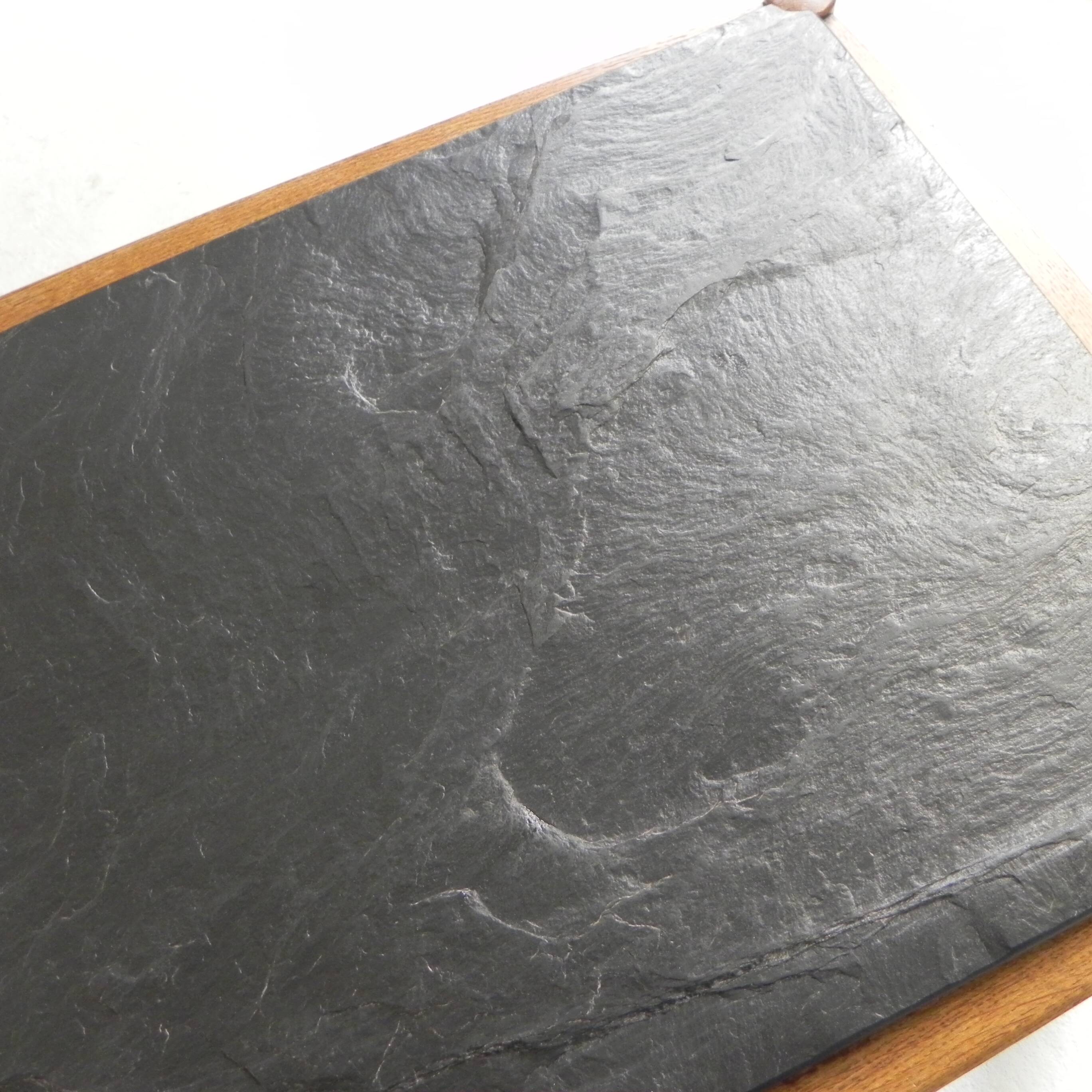 Vintage oak coffee table with a slate top in an oak frame, 1960s.