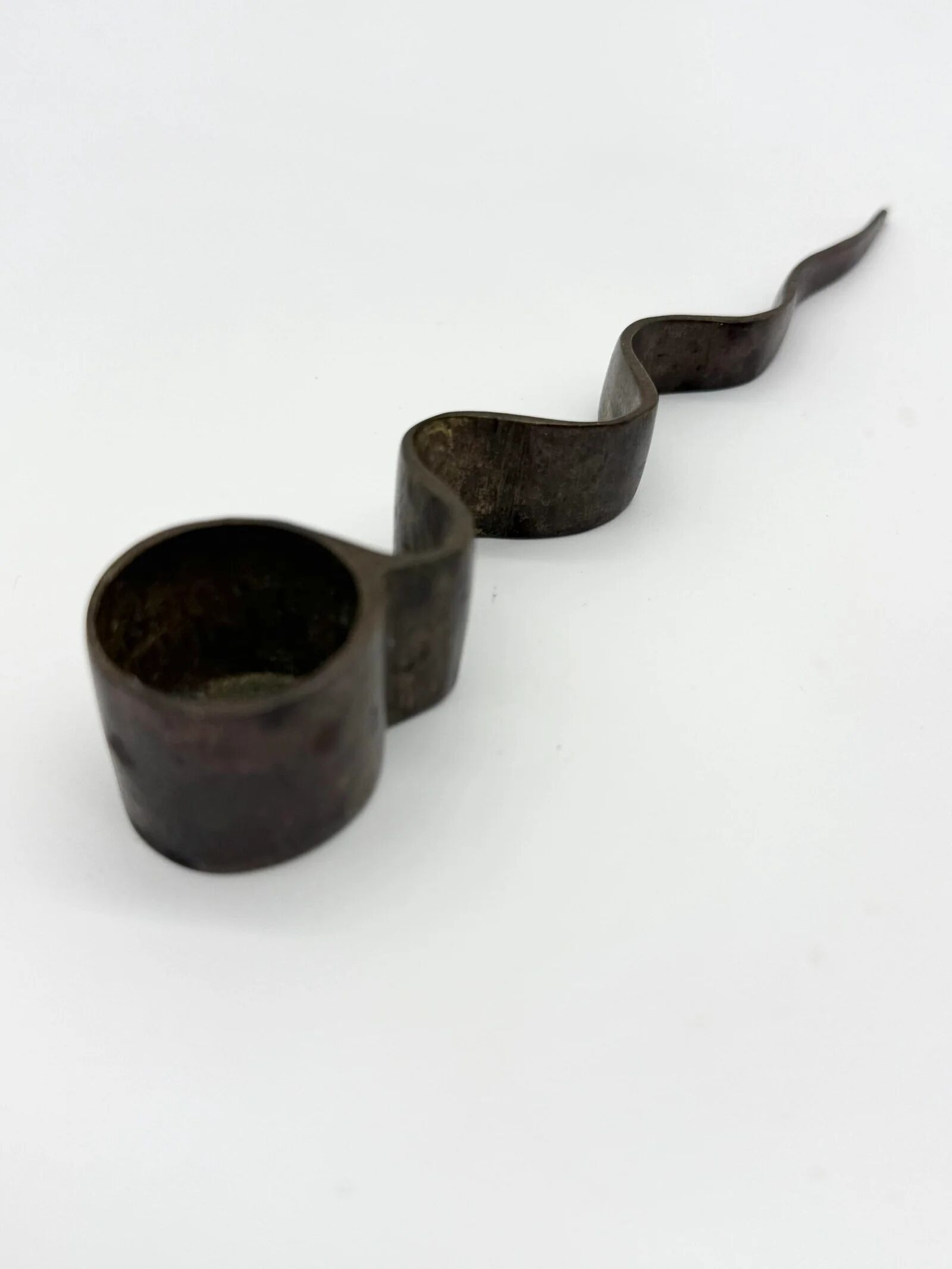 Pair of "Serpentine" candlesticks, modernist, 1970s