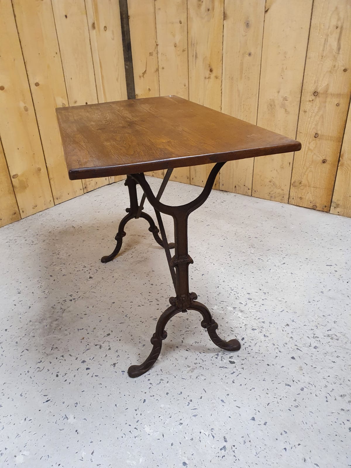 Oak and cast iron bistro table