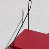 Duo of wall shelves in vintage red and black wood  1970.