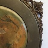 Old bronze hand mirror 27x12cm