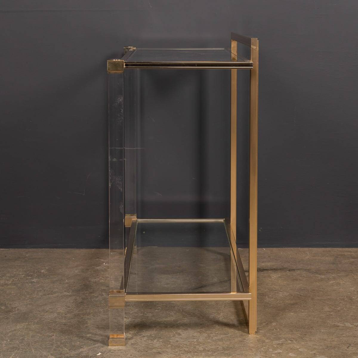 20thC French Brass & Lucite Console Table By Pierre Vandel c.1970