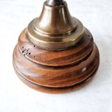 Pair of antique wooden and brass candlesticks