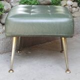 Stool footrest in green skaï